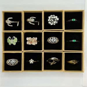 Rhinestone fashion rings lot various sizes
